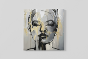 Vrouwenportret Abstracte Kunst – Vierkante Canvas Wandkunst