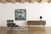 Gezichten Abstracte Kunst – Modern Canvas Schilderij – Vierkant Canvas Schilderij voor de Wand