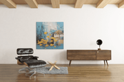 Kunst Gele Bloemen – Vierkant Canvas Kunstwerk voor het Interieur