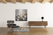 Witte Madeliefjes – Vierkant Canvas Kunstwerk voor het Interieur