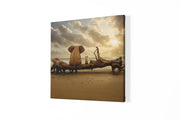 Olifant bij Zonsondergang – Vierkante Canvas Wandkunst