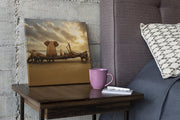 Olifant bij Zonsondergang – Vierkante Canvas Wandkunst