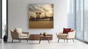 Olifant bij Zonsondergang – Vierkante Canvas Wandkunst