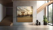 Olifant bij Zonsondergang – Vierkante Canvas Wandkunst