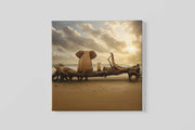 Olifant bij Zonsondergang – Vierkante Canvas Wandkunst