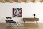 Vrouwengezicht – Ontwerp 4 – Vierkant Canvas Schilderij voor de Wand