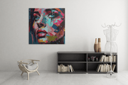 Vrouwengezicht – Ontwerp 4 – Vierkant Canvas Schilderij voor de Wand