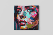 Vrouwengezicht – Ontwerp 4 – Vierkant Canvas Schilderij voor de Wand