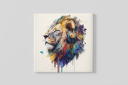 Leeuw Met Koptelefoon – Modern Canvas Schilderij – Vierkante Canvas Wandkunst