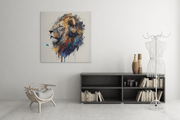 Leeuw Met Koptelefoon – Modern Canvas Schilderij – Vierkante Canvas Wandkunst