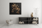 Gouden Orchidee – Modern Canvas Schilderij – Vierkant Canvas Kunstwerk voor het Interieur