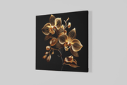 Gouden Orchidee – Modern Canvas Schilderij – Vierkant Canvas Kunstwerk voor het Interieur