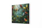Papegaaienkoor – Vierkante Canvas Wanddecoratie – Canvas Decoratie voor de Wand