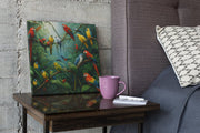 Papegaaienkoor – Vierkante Canvas Wanddecoratie – Canvas Decoratie voor de Wand