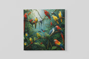 Papegaaienkoor – Vierkante Canvas Wanddecoratie – Canvas Decoratie voor de Wand