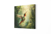 Kolibrie in de zon – Canvas Wandkunst in Vierkante Uitvoering