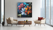 Bloemenpracht – Vierkant Canvas Schilderij voor de Wand