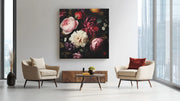 Rozen en Geheimen – Canvas Wanddecoratie in Vierkante Vorm