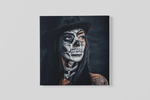 Vrouw en Enge Tatoeage – Vierkante Canvas Wandkunst