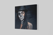Vrouw met Enge Tatoeage – Vierkante Canvas Wanddecoratie – Canvas Decoratie voor de Wand