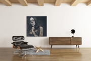 Vrouw Enge Tatoeage – Modern Canvas Schilderij – Vierkant Canvas Kunst voor de Muur
