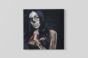 Vrouw Enge Tatoeage – Modern Canvas Schilderij – Vierkant Canvas Kunst voor de Muur