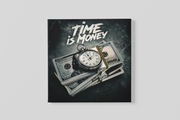 Time is Money – Canvas Wandkunst in Vierkante Uitvoering