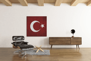 Turkse Vlag – Vierkante Canvas Wanddecoratie – Canvas Wanddecoratie in Vierkante Vorm