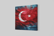 Turkse Vlag – Ontwerp 3 – Vierkante Canvas Wandkunst