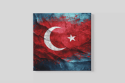 Turkse Vlag – Ontwerp 3 – Vierkante Canvas Wandkunst