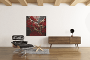 Marmer Rood Goud – Vierkant Canvas Kunst voor de Muur