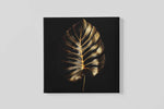 Gouden Bladeren in Zwart – Vierkante Canvas Wanddecoratie – Canvas Schilderij als Wanddecoratie