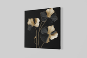 Bloem Goud en Zwart – Modern Canvas Schilderij – Vierkant Canvas Schilderij voor de Wand