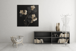 Bloem Goud en Zwart – Modern Canvas Schilderij – Vierkant Canvas Schilderij voor de Wand