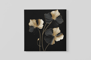 Bloem Goud en Zwart – Modern Canvas Schilderij – Vierkant Canvas Schilderij voor de Wand