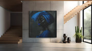 Vrouw in Blauw – Canvas Decoratie voor de Wand