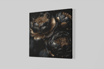 Zwarte Bloemen – Modern Canvas Schilderij – Vierkant Canvas Kunst voor de Muur