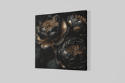 Zwarte Bloemen – Modern Canvas Schilderij – Vierkant Canvas Kunst voor de Muur