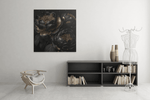 Zwarte Bloemen – Modern Canvas Schilderij – Vierkant Canvas Kunst voor de Muur