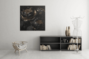 Zwarte Bloemen – Modern Canvas Schilderij – Vierkant Canvas Kunst voor de Muur