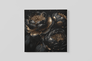 Zwarte Bloemen – Modern Canvas Schilderij – Vierkant Canvas Kunst voor de Muur