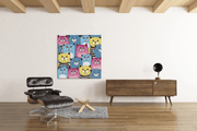 Kleurrijke Katten – Canvas Wanddecoratie in Vierkante Vorm