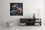Neon Bloemen – Vierkant Canvas Kunstwerk voor het Interieur