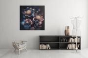 Neon Bloemen – Vierkant Canvas Kunstwerk voor het Interieur