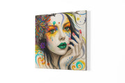 Kleurrijke Vrouw – Canvas Wandkunst in Vierkante Uitvoering