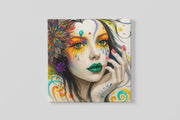 Kleurrijke Vrouw – Canvas Wandkunst in Vierkante Uitvoering
