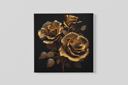 Gouden Rozen – Vierkant Canvas Schilderij voor de Wand