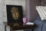 Gouden Bladeren in Zwart – Ontwerp 2 – Modern Canvas Schilderij – Vierkante Canvas Wandkunst