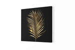 Gouden Bladeren in Zwart – Ontwerp 2 – Modern Canvas Schilderij – Vierkante Canvas Wandkunst