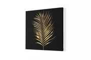 Gouden Bladeren in Zwart – Ontwerp 2 – Modern Canvas Schilderij – Vierkante Canvas Wandkunst